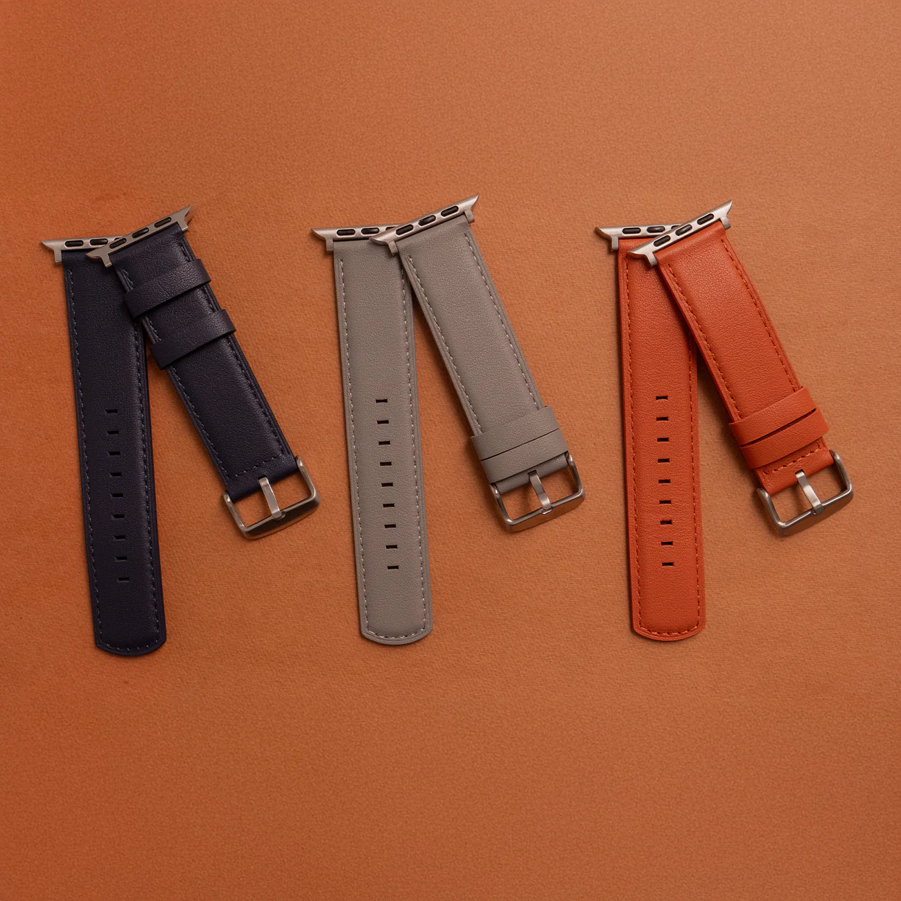 Luxury Nappa Leather Apple Watch Band Straps – Grey - Image 4