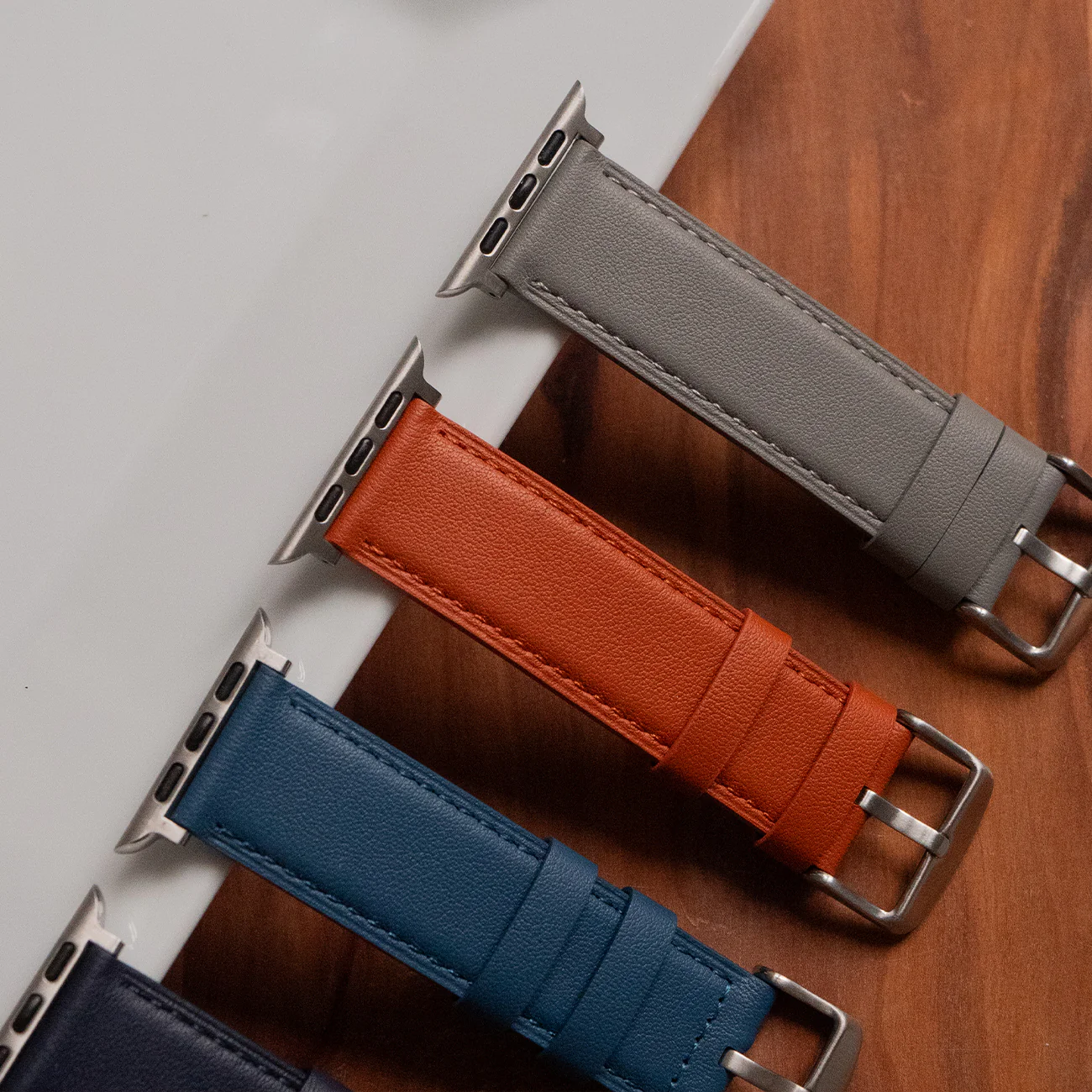 Luxury Nappa Leather Apple Watch Band Straps – Grey - Image 5