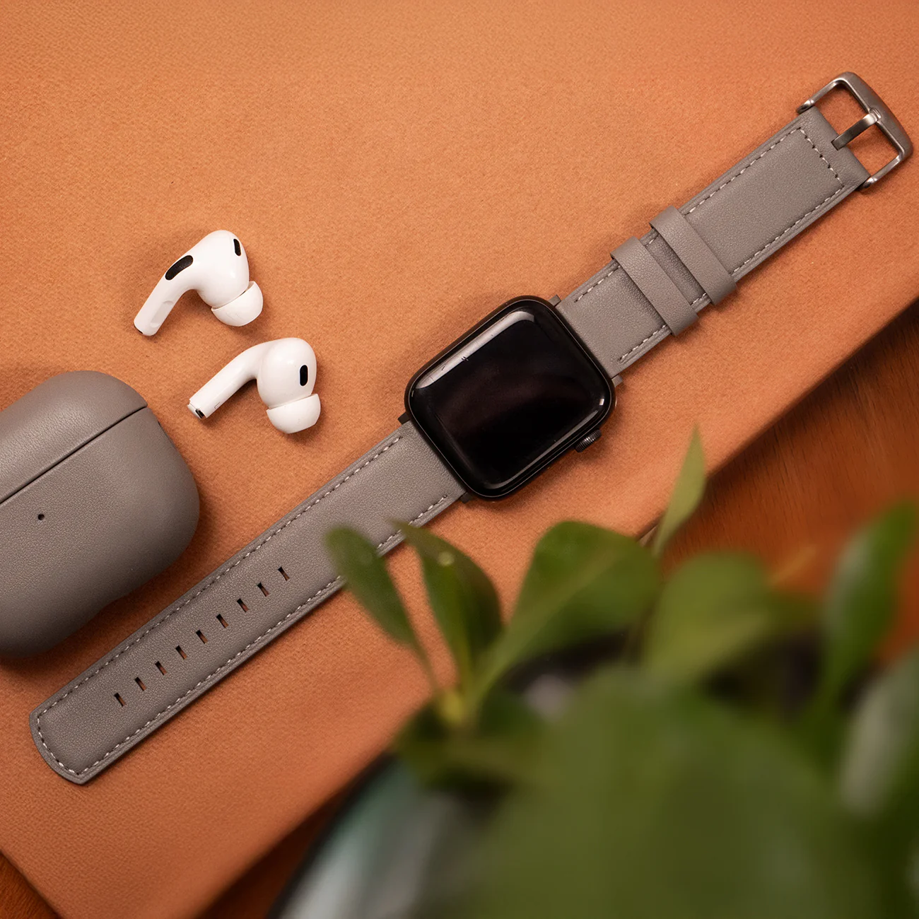 Luxury Nappa Leather Apple Watch Band Straps – Grey - Image 6