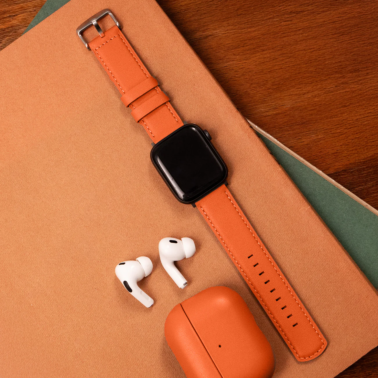 Luxury Nappa Leather Apple Watch Band Straps – Orange - Image 7