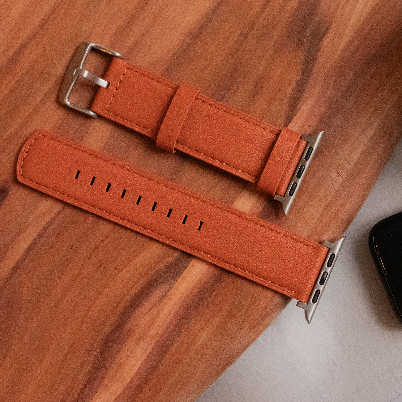 Luxury Nappa Leather Apple Watch Band Straps – Orange - Image 9