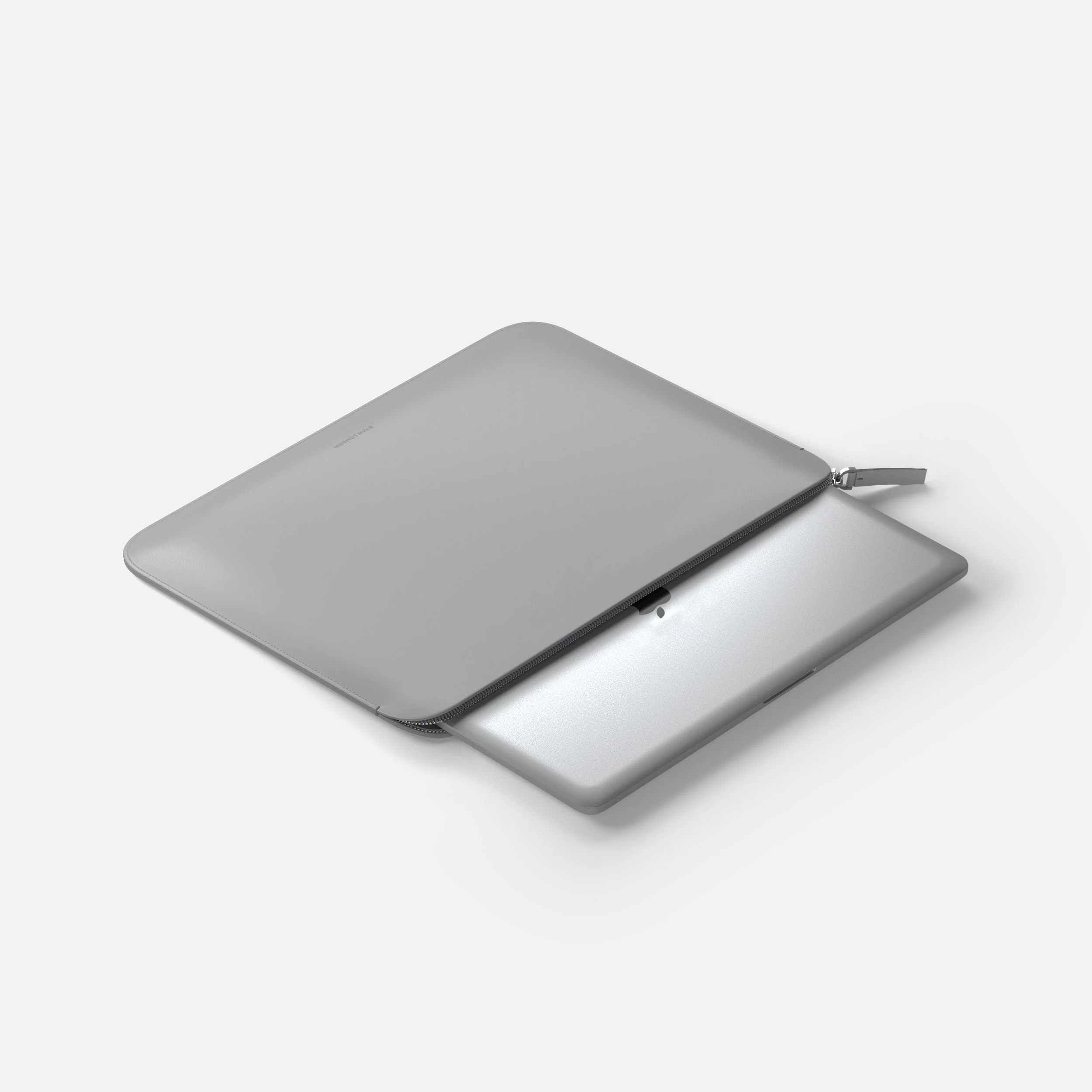 Luxury Nappa Leather MacBook Pro 13" sleeve with zip - Grey - Image 5