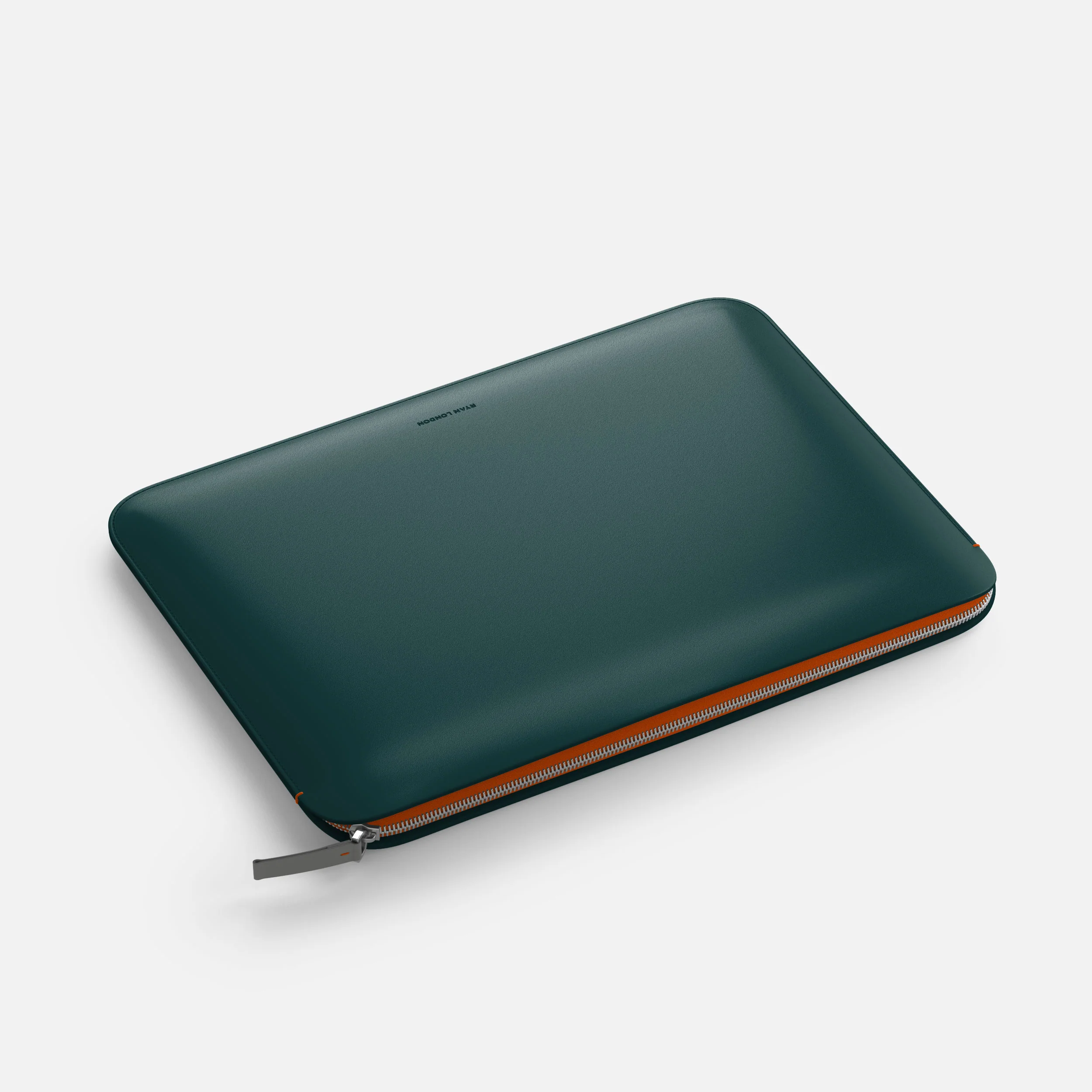 Luxury Nappa Leather MacBook Pro 14" sleeve with zip - Avocado Green - Image 4