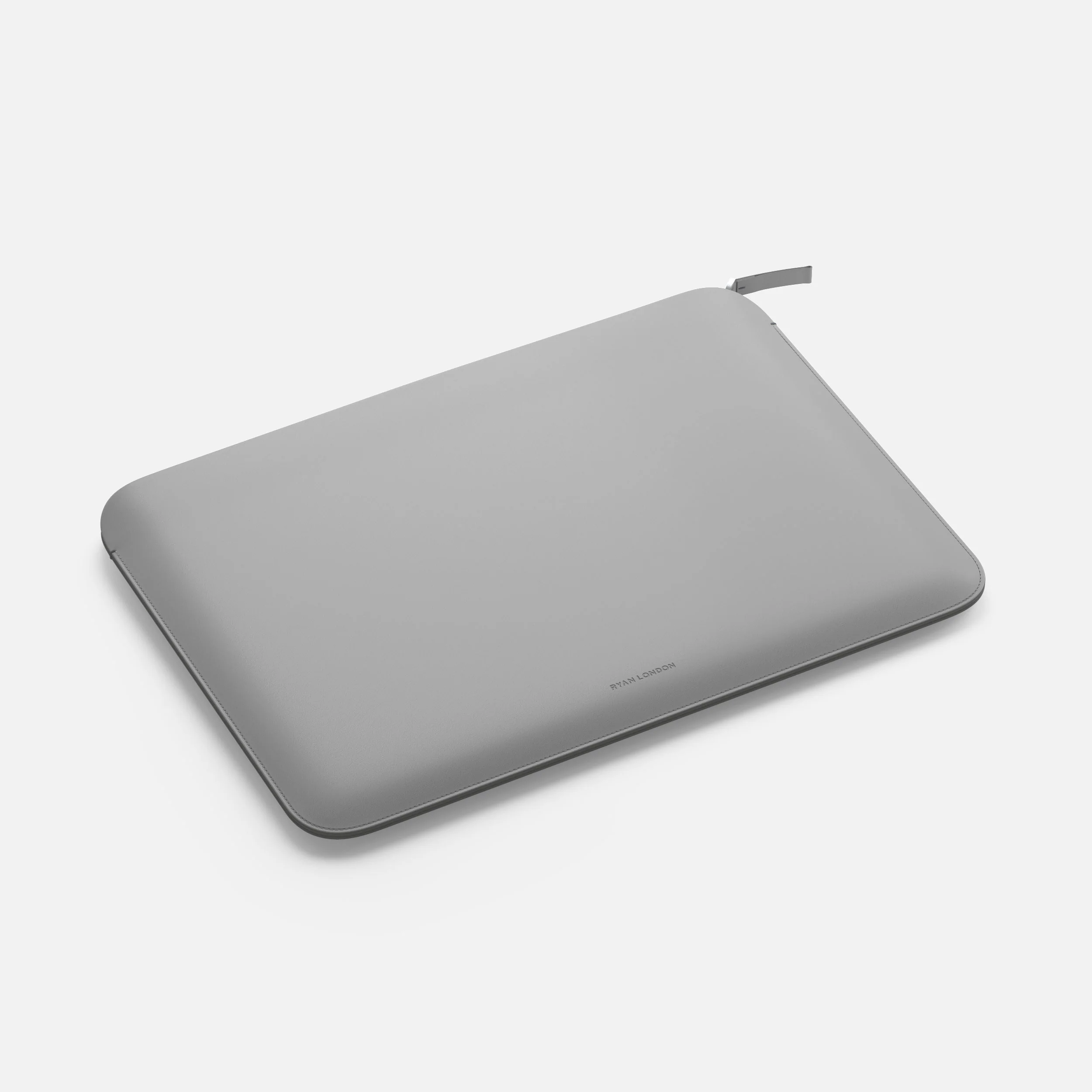 Luxury Nappa Leather MacBook Pro 16" sleeve with zip - Grey - Image 3