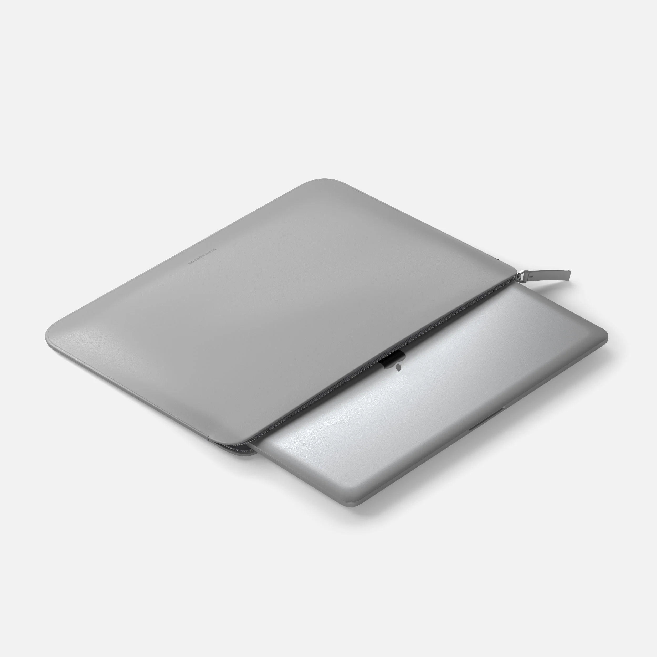 Luxury Nappa Leather MacBook Pro 16" sleeve with zip - Grey - Image 5
