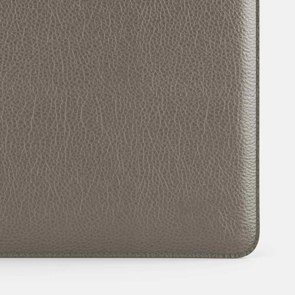 Luxury Leather Macbook Pro 14" Sleeve - Grey and Grey - Image 3