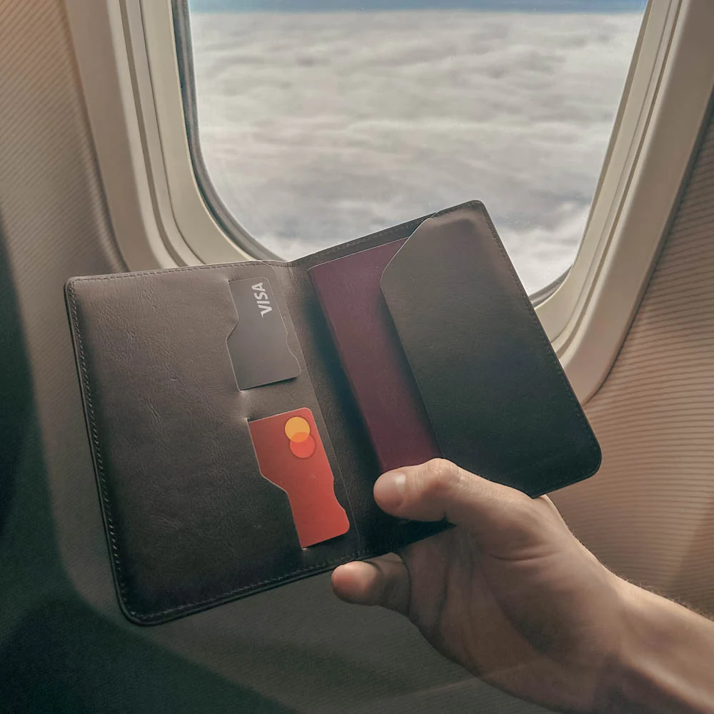 Premium Leather Passport Holder - Travel Essentials - Black - Image 5