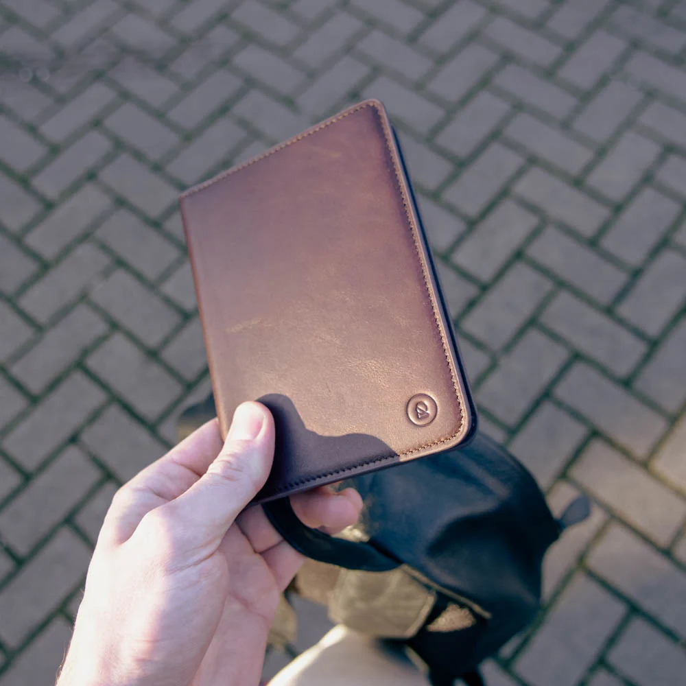 Premium Leather Passport Holder - Travel Essentials - Dark Brown - Image 4