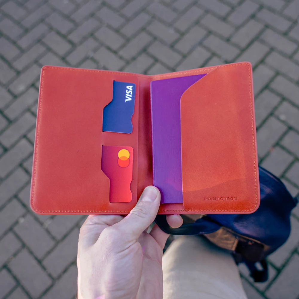 Premium Leather Passport Holder - Travel Essentials - Saddle Brown - Image 4