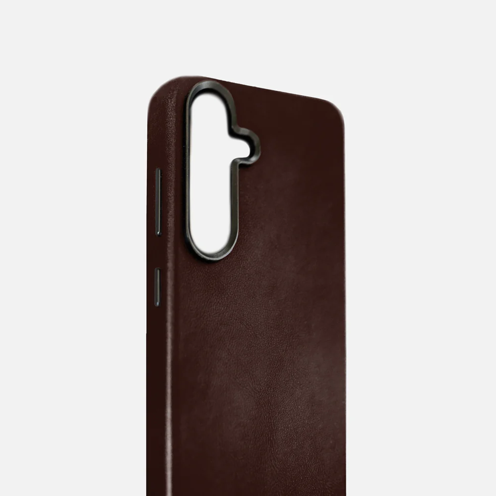 Samsung S25+ Leather Shell Case - Dark Brown - Image 3